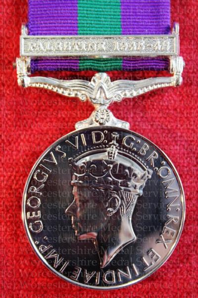 Worcestershire Medal Service: GSM with clasp Palestine 1945-48