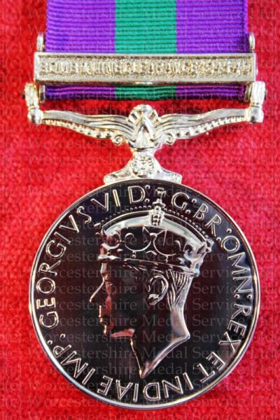 Worcestershire Medal Service: GSM with clasp Bomb & Mineclearance 1945-49