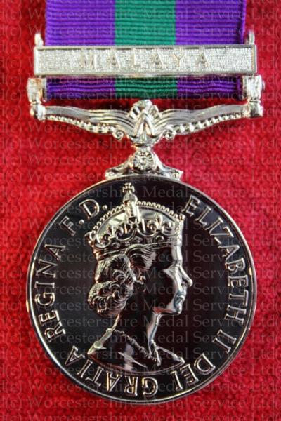 Worcestershire Medal Service: GSM with clasp Malaya EIIR