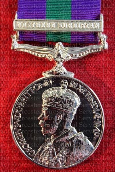 Worcestershire Medal Service: GSM with clasp Northern Kurdistan
