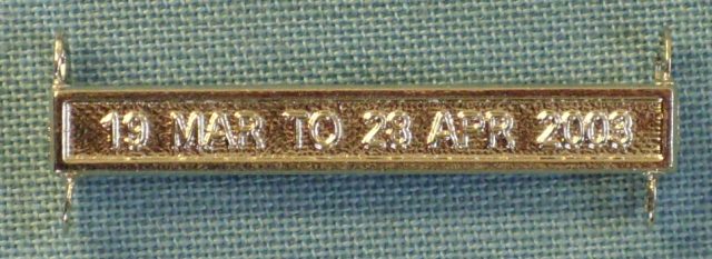 Worcestershire Medal Service: Clasp - 19 Mar - 28 Apr 2003