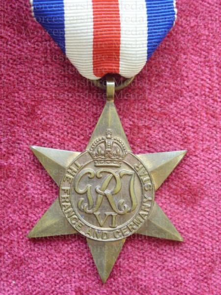 Worcestershire Medal Service: France & Germany Star (original)