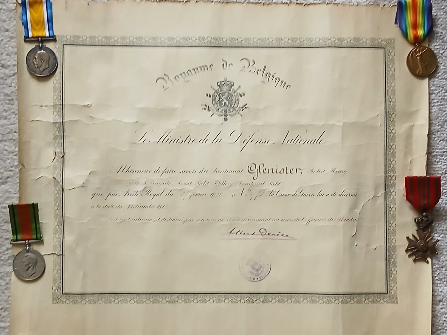 WWI pair Belg CdG - Glenister - RA