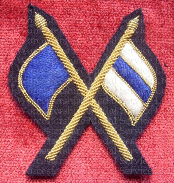Worcestershire Medal Service: Crossed Flags (large) on Blue