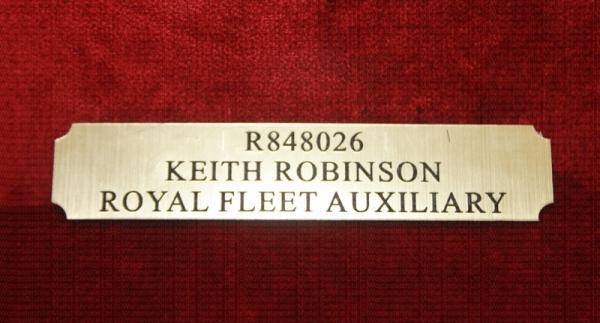 Worcestershire Medal Service: Name plate