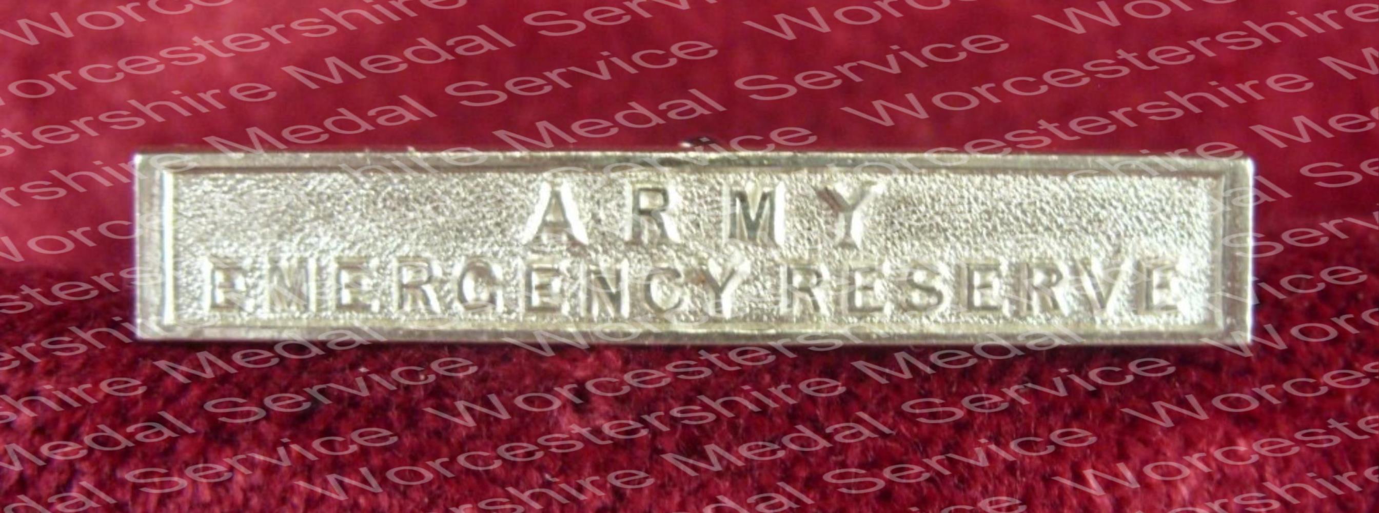Worcestershire Medal Service: Army Emergency Reserve slip on top bar - Silver