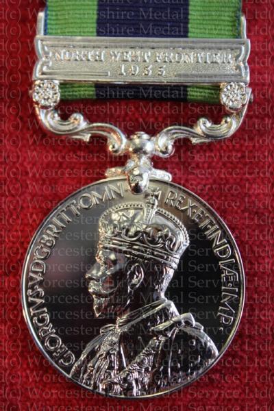 Worcestershire Medal Service: IGSM 1908-35 clasp North West Frontier 1935