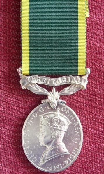 Worcestershire Medal Service: Efficiency Medal Territorial GVI Gates RAMC
