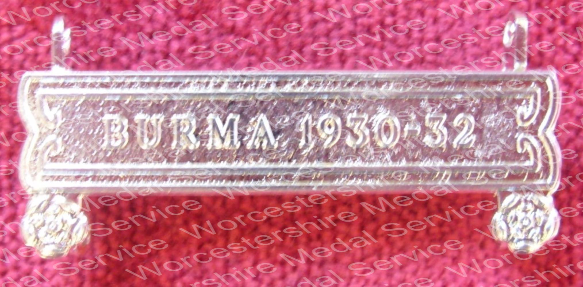 Worcestershire Medal Service: Clasp - Burma 1930-32