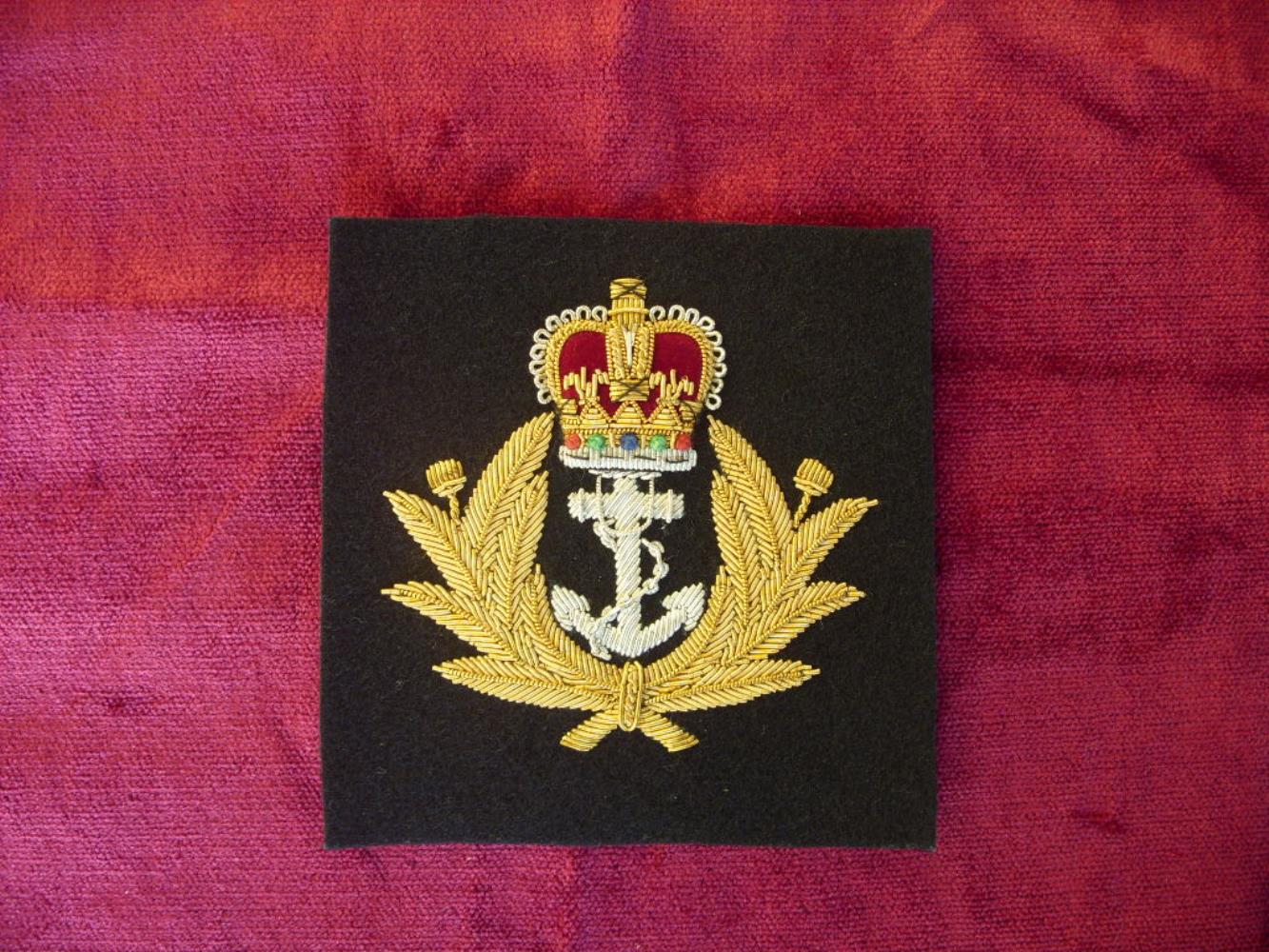Worcestershire Medal Service: RN Crown Wreath and Anchor Wire Blazer Badge