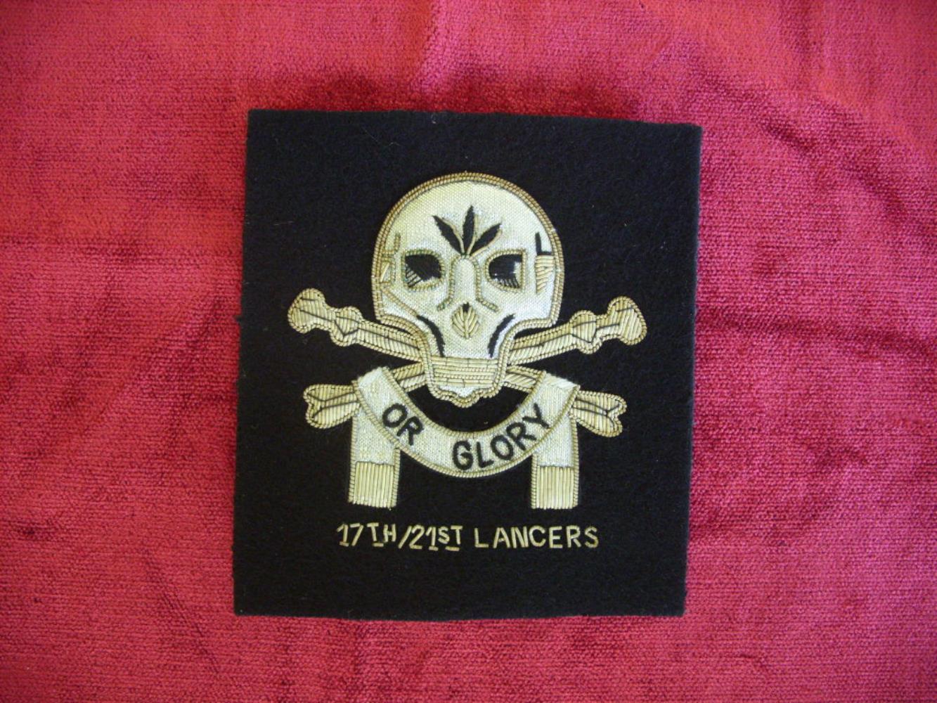 Worcestershire Medal Service: 17/21st Lancers Wire Blazer Badge