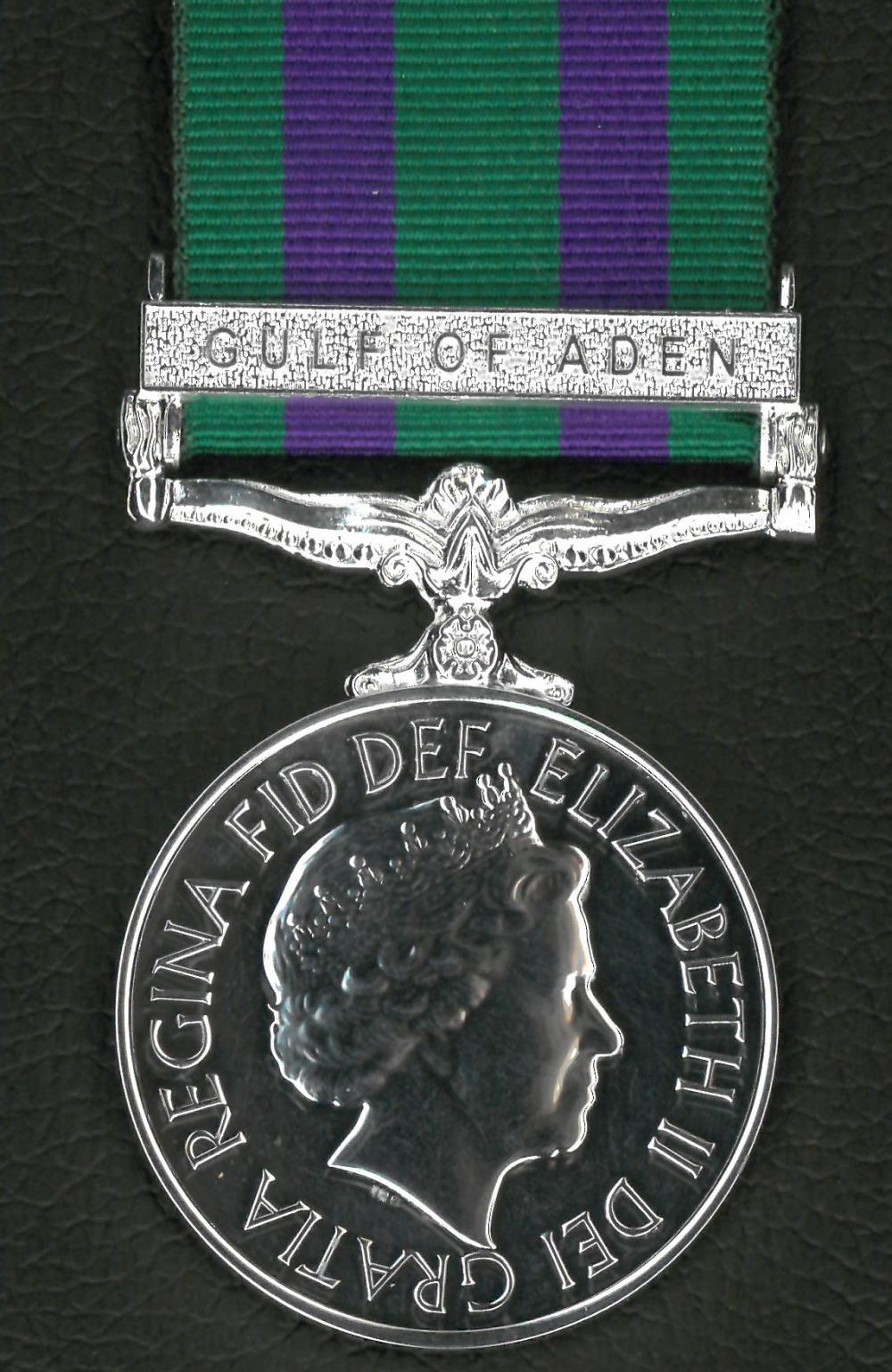 Worcestershire Medal Service: GSM 2008 with clasp Gulf of Aden