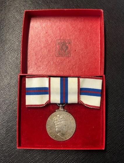 1977 Silver Jubilee Medal on Ladies Bow in box of issue