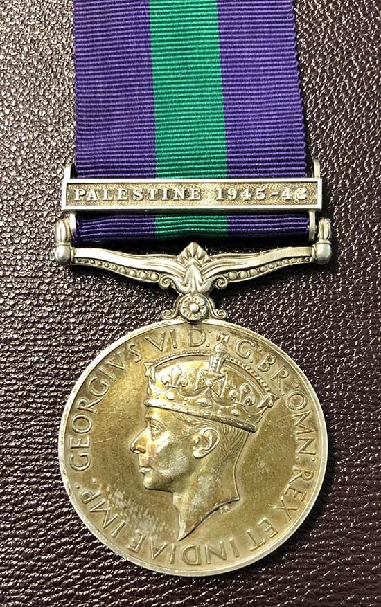 Worcestershire Medal Service: GSM Palestine 1945-48 Eaton RA