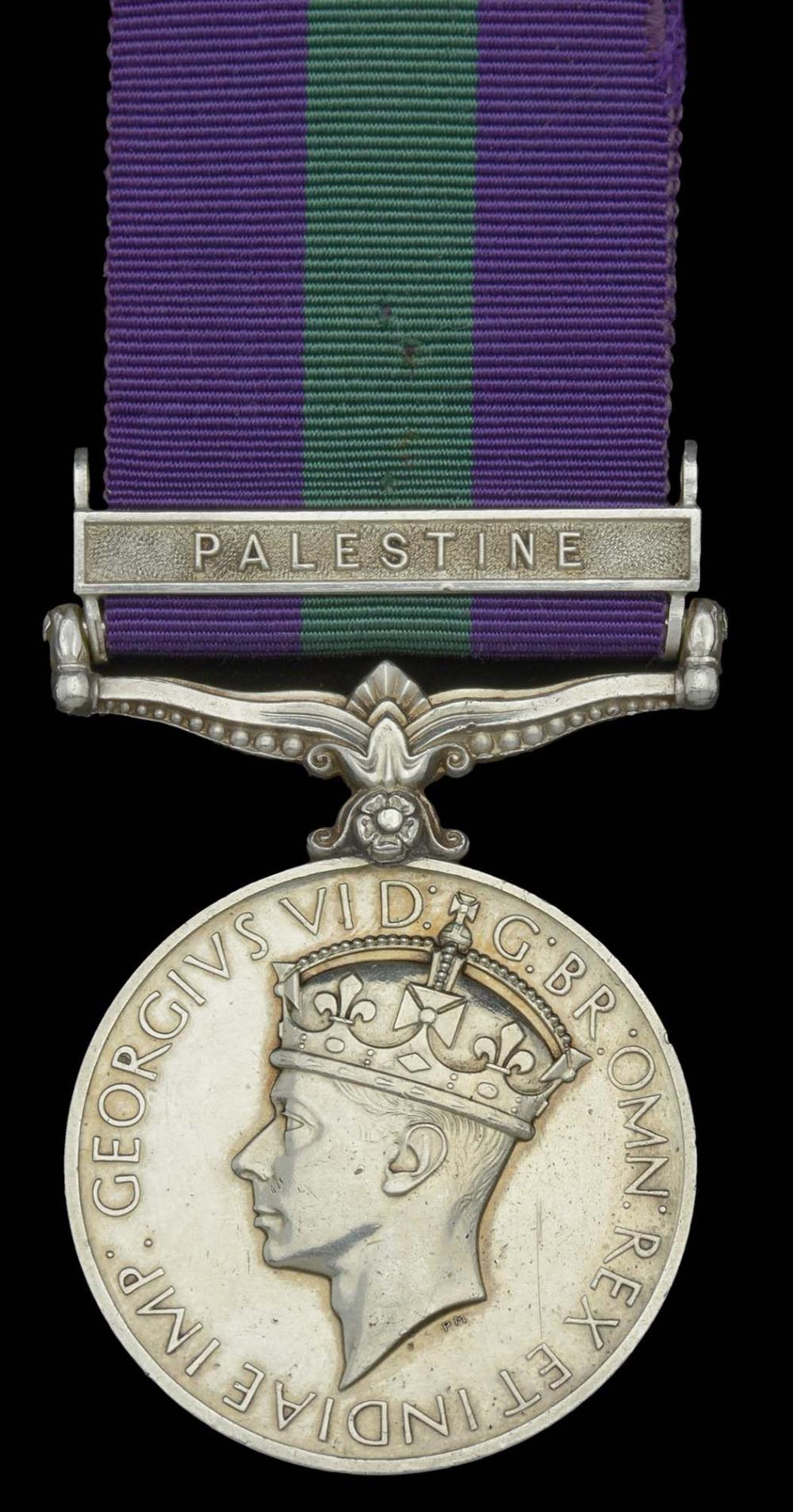 Worcestershire Medal Service: GSM 1918-62 clasp Palestine