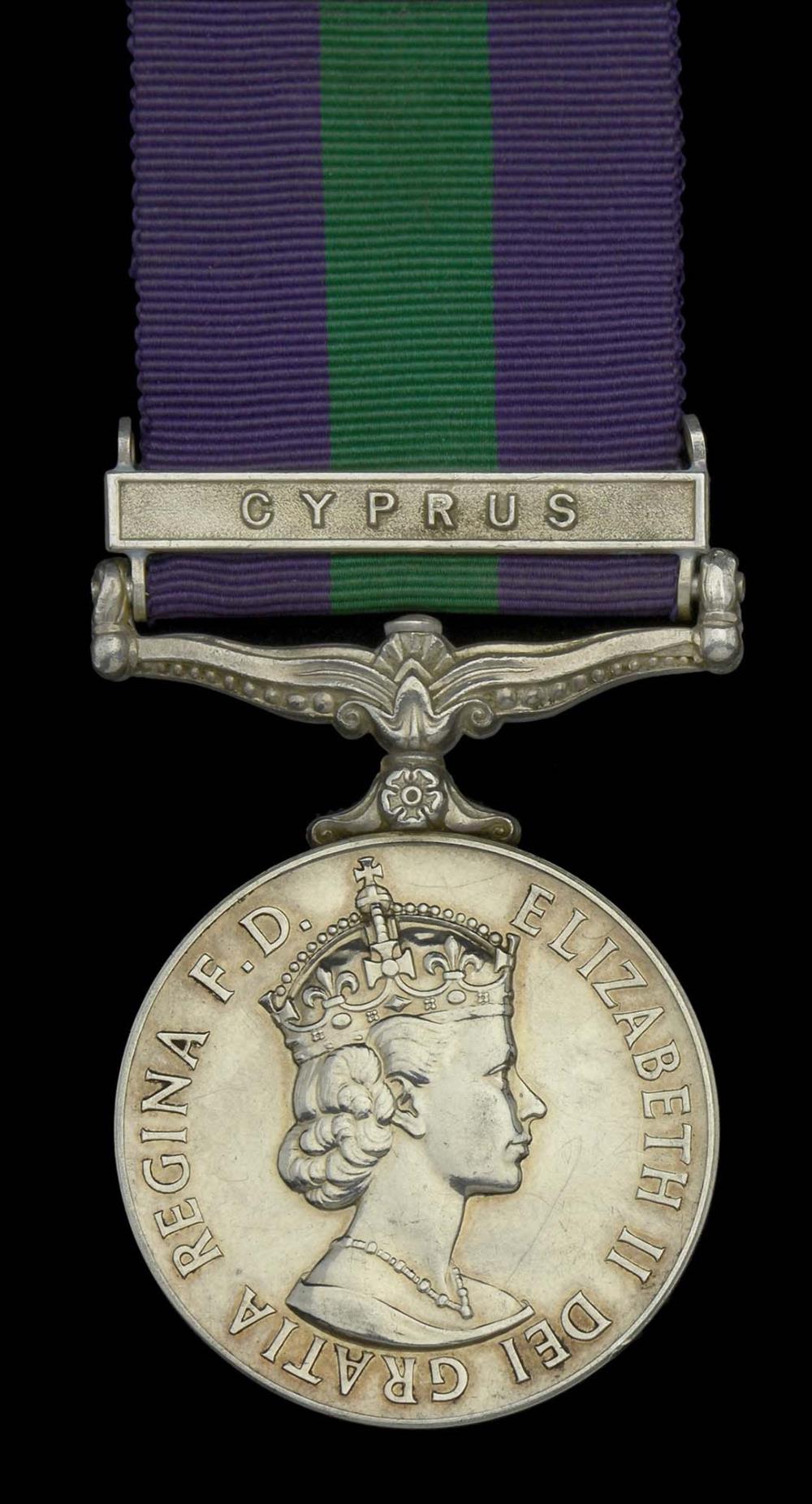 Worcestershire Medal Service: GSM 1918-62 Clasp Cyprus, Royal Artillery