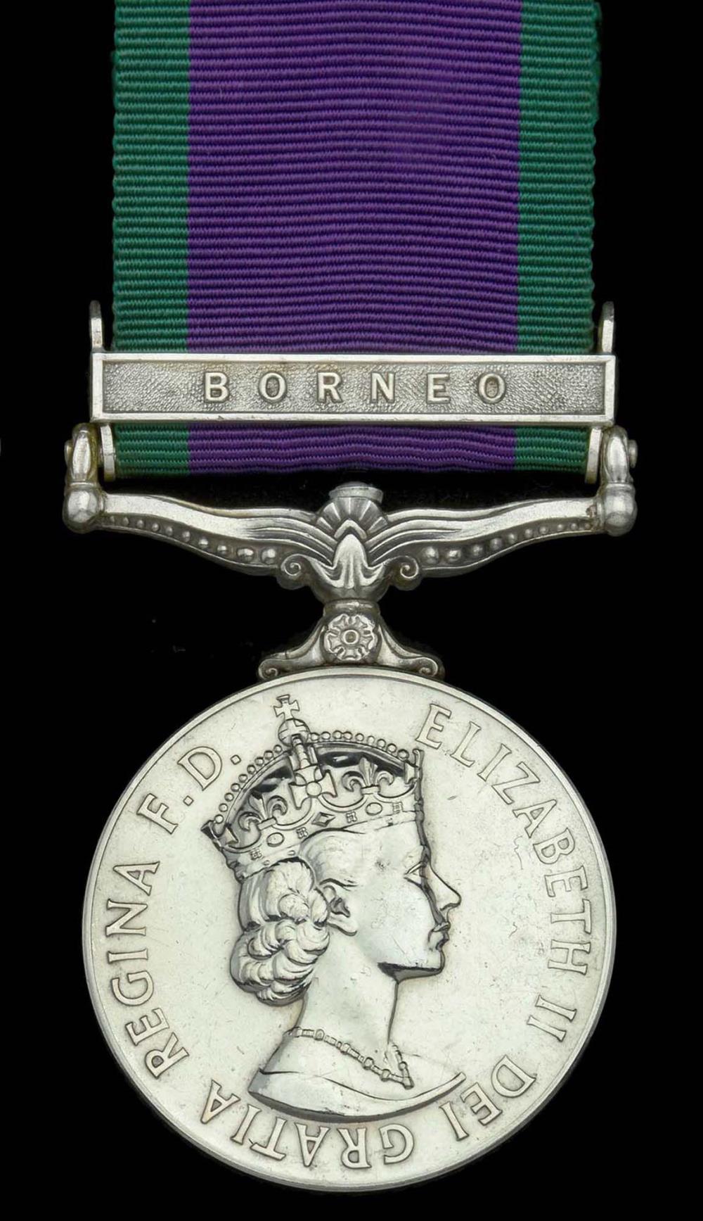 Worcestershire Medal Service: GSM 1962 Clasp Borneo Artillery