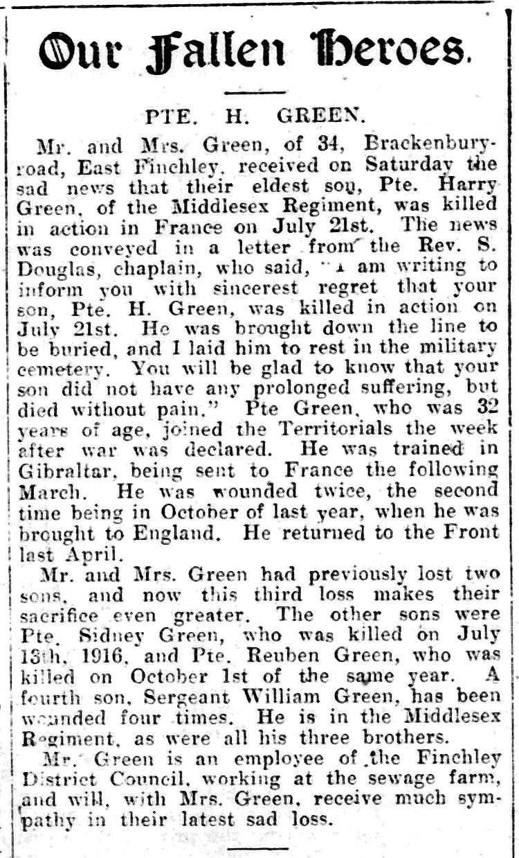 WW1 Group - Green - Middlesex R/RAF