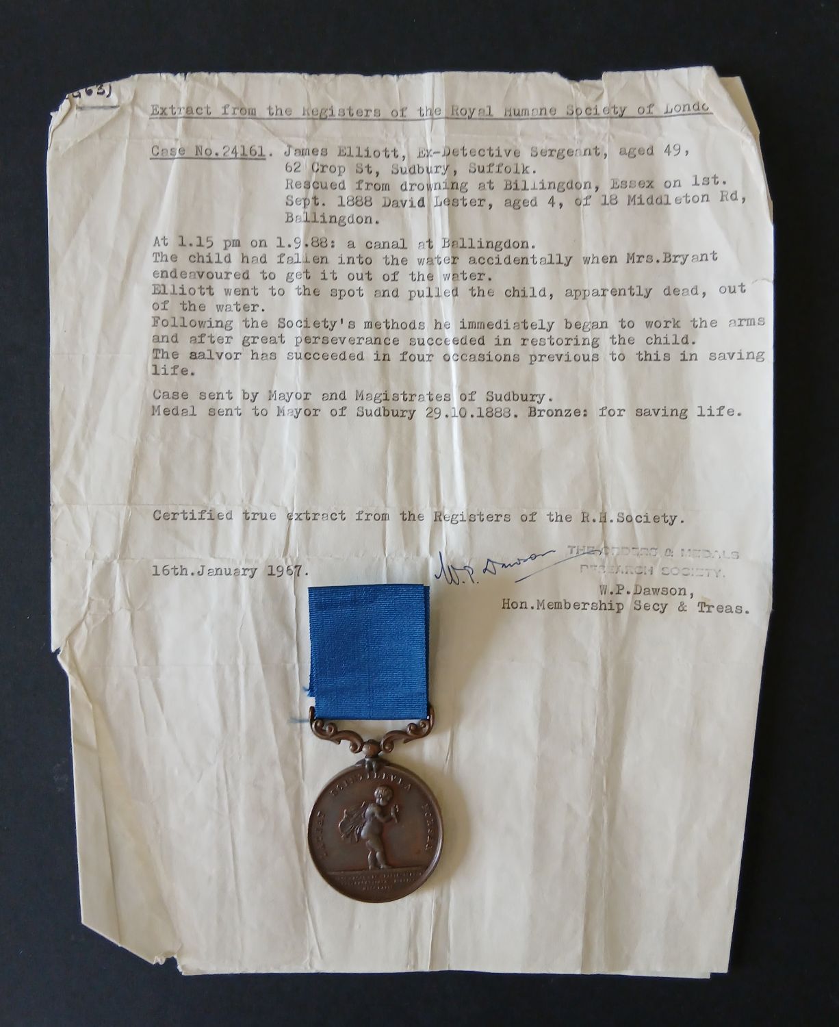 Royal Humane Soc Med - Elliott
